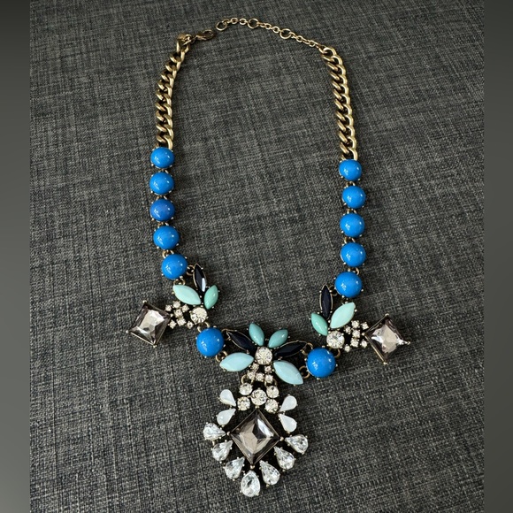 J. Crew gold/blue/white necklace - Picture 1 of 2